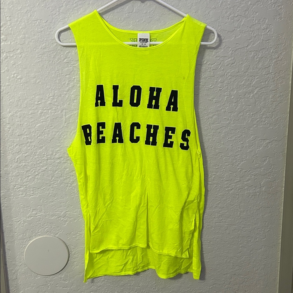 PINK Victoria's Secret Neon Yellow Muscle Tee